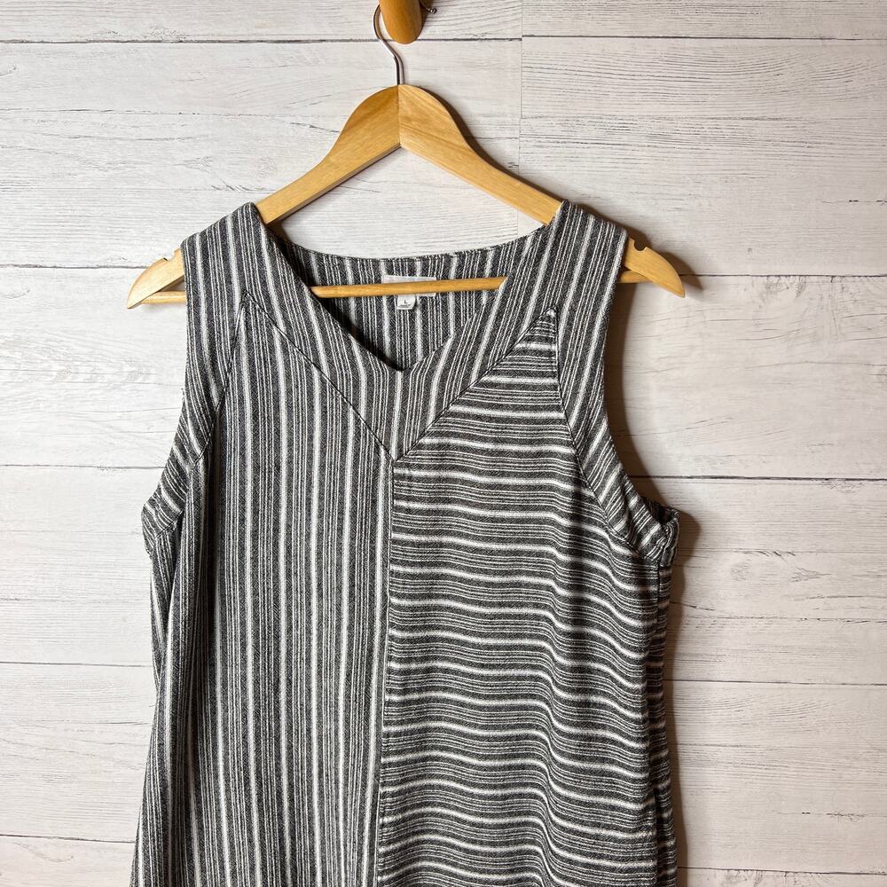 Westbound Dress Womens Size Large Black & White Striped Lagenlook Linen Blend - Picture 7 of 16